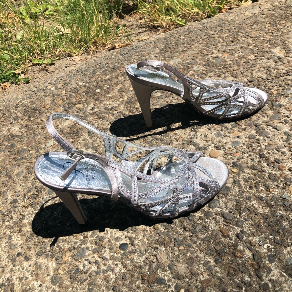 Silver kitten heels